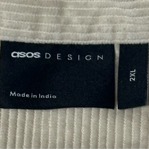 ASOS DESIGN Corduroy Shirt Jacket Men’s 2XL Cream Button Front Overshirt Cotton - Picture 5 of 6